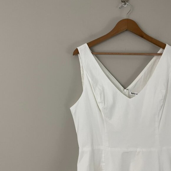 Reformation White Sleeveless V Neck Fit & Flare Mini Dress Size 12 - Picture 7 of 7